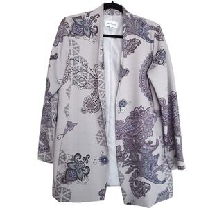 Peck & Peck Gray Purple‎ Blazer Button front Paisley Boho Cool Toned Casual Md
